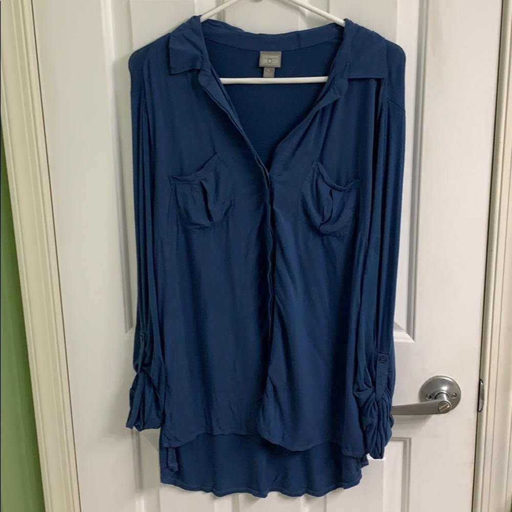Blue button down shirt size large